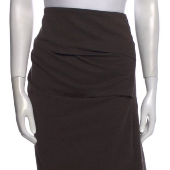 Brunello Cucinelli Brown Ruched Cotton Knee-Length Skirt Size: 6 (Orig. $1295) - Picture 1 of 8